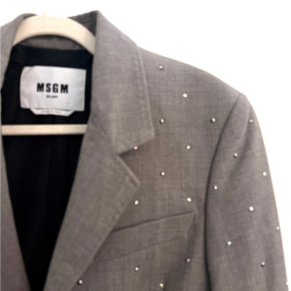 MSGM Gray Embellished Women's Blazer - Picture 4 of 5